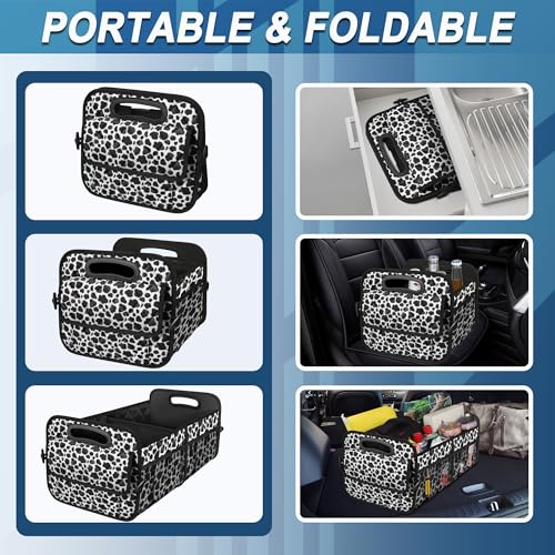 Image of Deosk Trunk Organziers and Storage with Reinforced Handles,Car Accessories for Women /Men 50L Waterproof Polyester Trunk Organzier for Car /SUV /Minivan /Truck(Medium, Cow print)