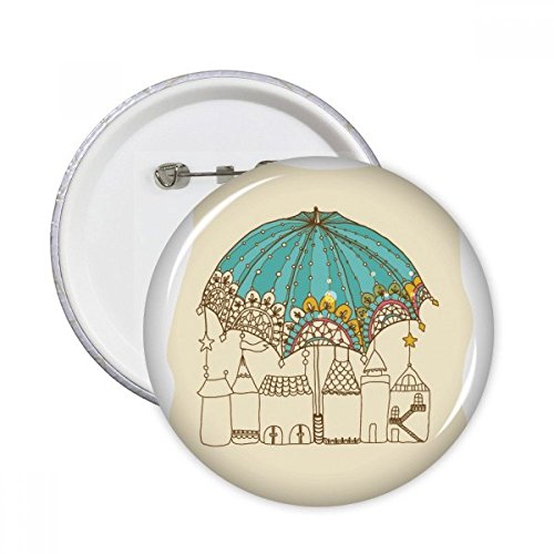 Badge bouton parapluie dentelle et étoiles déco vêtement broche ronde