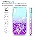 LeYi Compatible for iPhone XR Case with Tempered Glass Screen Protector [2 Pack] for Girls Women, Glitter Bling Liquid Cute Clear Protective Phone Cover Cases for Apple iPhone 10 XR 10XR, Teal/Purple