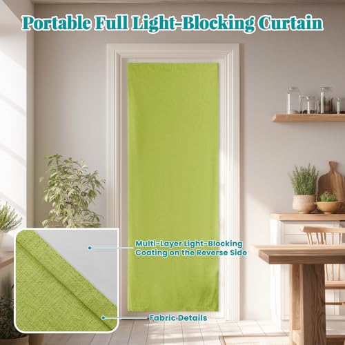 Image of 100% Blackout French Door Curtain- Privacy Thermal Insulated Door Window Curtain for Patio Front Tricia Sidelight Panel, W25 x L72 inch, 1 Panel, Fruit Green
