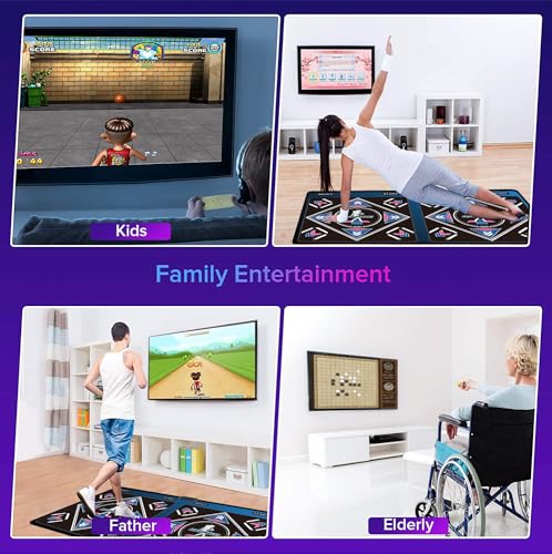 WuZhuangYuan Musik-Doppel Tanzmatten für Kinder und Erwachsene,64GB Speicherkarte,Fitness-Tanzspiele mit MV/3D/Cartoon-Dance-Mode,899Spiele und 650Songs,75MVs für HDMI-TV-Spaß,Senior-Flanell-Material