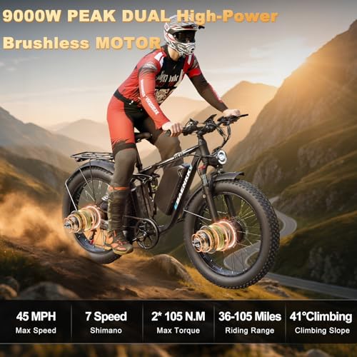 9000W Dual Motor Ebike,24″ Fat Tire Electric Bike for