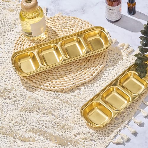 Image of 4 Pcs Esthetician Bowls Face Mask Tray Esthetician Supplies Stainless Steel Compartment Serving Tray Women Skincare Products Facial Bowl for Spa Salon Aesthetician Beauty, Nail Art (Gold,Large)