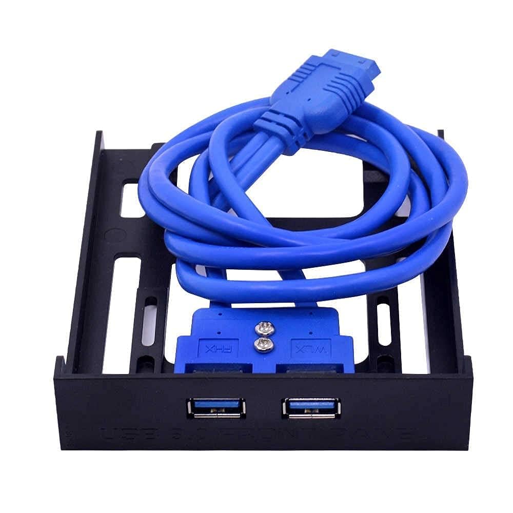 CARE CASE USB 3.0 Front Panel Hub 2 Port Expansion Bay 20 Pin to USB3.0 60cm Bracket Adapter Cable for PC Desktop 2.5" Floppy Bay (k)