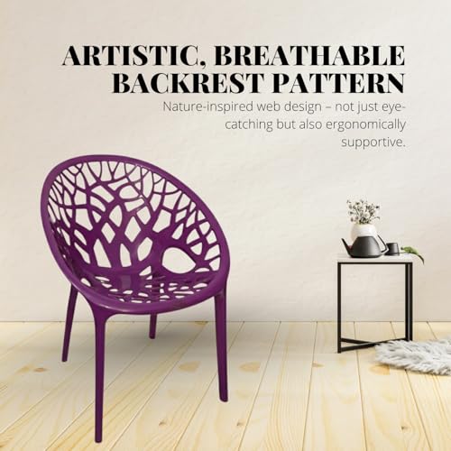 Image of activa Crystal Plastic Arm Chair | Stackable Indoor Outdoor Chair for Home, Balcony, Patio & Garden | Comfortable Designer Armrest Chair | Durable Plastic Seating Furniture (Violet, Set of 1)