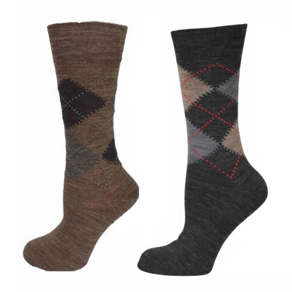Tesmark Men's Argyle Assorted 6/12 Pairs Lamb's Wool Socks, Assorted Plain & Argyle Comfortable Crew Socks, Soft Thermal & Warm Wool Socks, Uk Size 6-11 (6-11, 6)