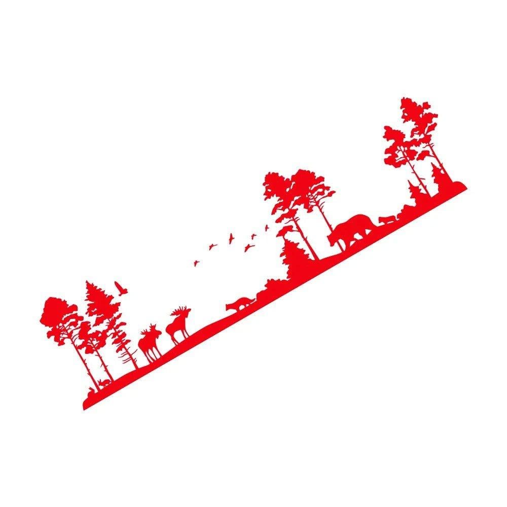 Car Stickers DIY Deer Bear Woodland Forest Camping Vinyl Decoration Pickup Tailgate Decal(Glossy Red)
