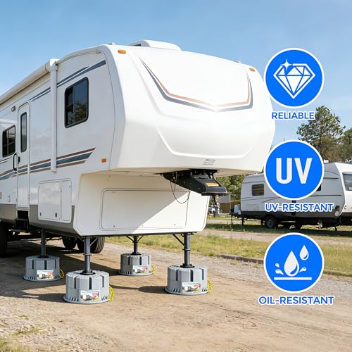 Image of 6''Height Trailer Jack Block with Carry Bag, Heavy Duty 40,000lbs RV Camper Stabilizer Blocks for Travel Trailers Tongue Jack 5th Wheels Scissor stabilizers, 4 Pack