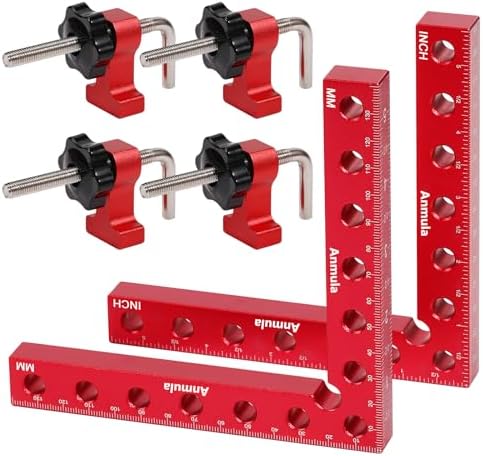 Tanstic 4Pcs 90 Degree Right Angle Clamp, 4 Inch Corner Clamps Woodworking Corner Clip Right