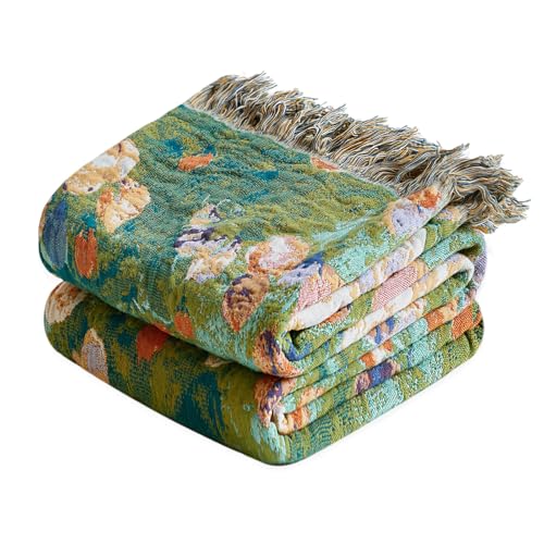 Image of LUTBM Boho Throw Blanket for Couch Chair 50 inchx60 inch, Cotton Cozy Bed Blankets