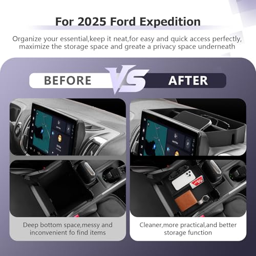 Image of LUWU 2026 2027 Ford Expedition Accessories Compatible with 2025 2026 2027 Ford Expedition (Active /Platinum /Tremor /King Ranch) Center Console Organizer, Dashboard Storage Tray ABS Material Black 2-Pack