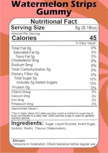Natural Watermelon Strips Gummy 100 GM miniatura 2