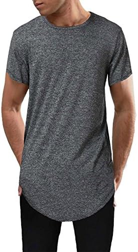 Moomphya Mens Hipster Hip Hop Streetwear Short Sleeve T Shirts Curve Hem Longline T-Shirt (Small, Dark Blue4)