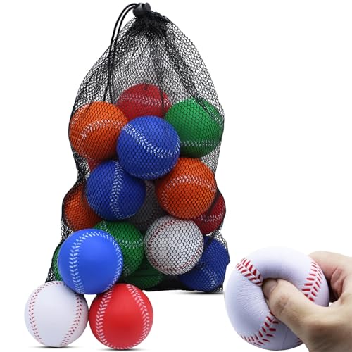 Magicorange Lot de 20 balles de baseball en mousse - Exercice - Baseball non marqué - Lancer plus doux, frapper - Champ, frappe, pitching (multicolore)