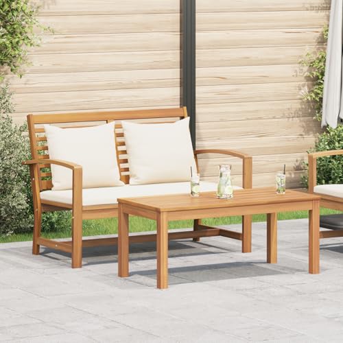 Gecheer Lot de 2 canapés de jardin, en teck massif, marron, pour extérieur, jardin, terrasse, balcon