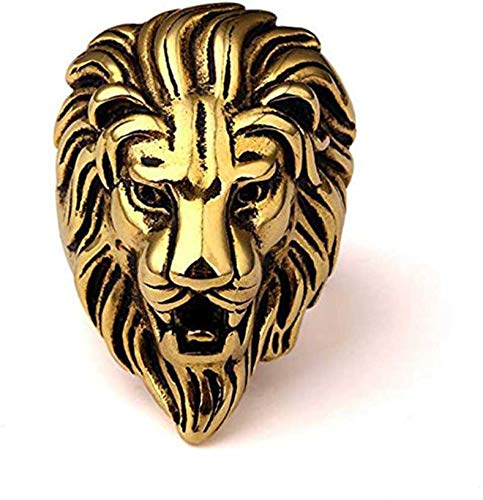 King Lion Head Ring Gold Color Stainless Steel Roaring Lion Head Unique Design Ring for Men & Women Metal Brass Plated Ring (B085HPB47V) Amazon Price History, Amazon Price Tracker
