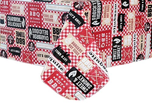 Everyday Luxuries by Newbridge Mesquite BBQ Flannel Backed Indoor Outdoor Vinyl Table Linens, 52-Inch by 70-Inch Oblong (Rectangle) Tablecloth