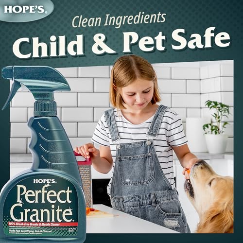 Image of HOPE'S Perfect Granite & Marble Countertop Cleaner, Stain Remover and Polish, Streak-Free, Ammonia-Free, 22 Ounce, Pack of 2