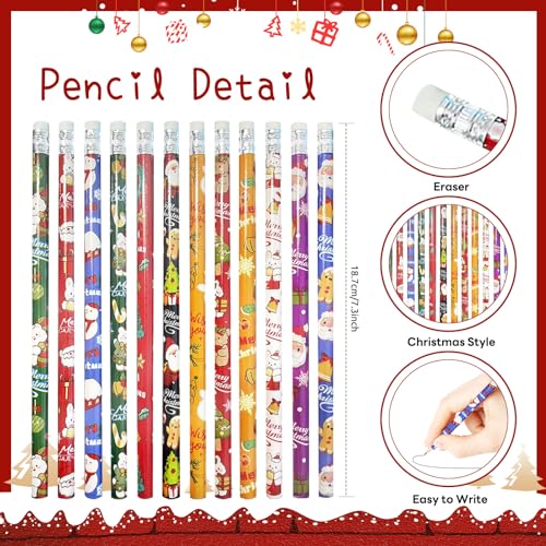 Set de 48 lápices navideños con borrador y pulseras miniatura 3