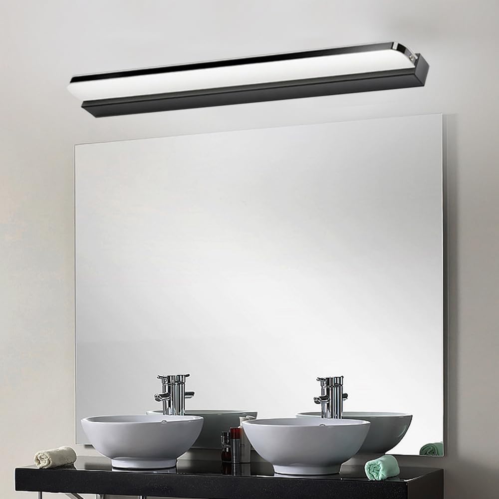 Nowoczesna lampa ścienna do wnętrz, lampa LED do lustra, łazienka, 40 cm, zimna biel, 9 W, lampa ścienna do sypialni, oświetlenie szafki z lustrem (kolor czarny, 60 cm)