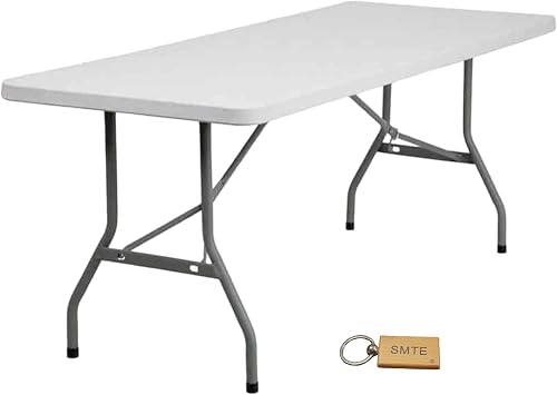 Smte-1.8 Meter Portable Folding Trestle Table - White - 3 Pack +Smte Keyring