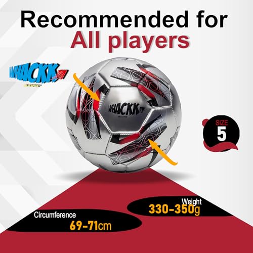 Image of WHACKK Kempes HT-CTPU Football Size 5 Soccerball Hand Stitched for Practice & Training - Original PVC Waterproof. 3 Layered Ideal Sports Ball for All Ages on Ground, Grass and Turf