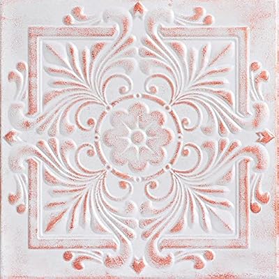 A La Maison Ceilings R14 Victorian Pre-Painted Foam Glue-up Ceiling Tile (21.6 sq. ft./Case), Pack of 8, White Washed Copper