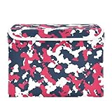 Moudou Red Camouflage Storage Bin with Lid, Large Collapsible Cube Storage Box for Closet, Office, Bedroom, Home Decor