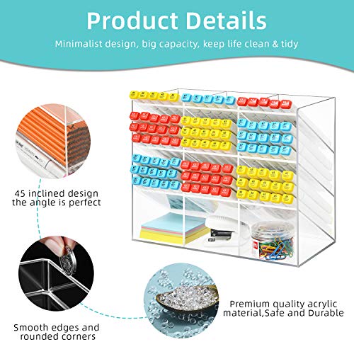 Marbrasse Clear Pen Organizer Storage, Acrylic Desk Organizer With 12 Compartments, Pen Organizer For Desk, Desktop Art Organizer For Office School Art Supplies #TOP1