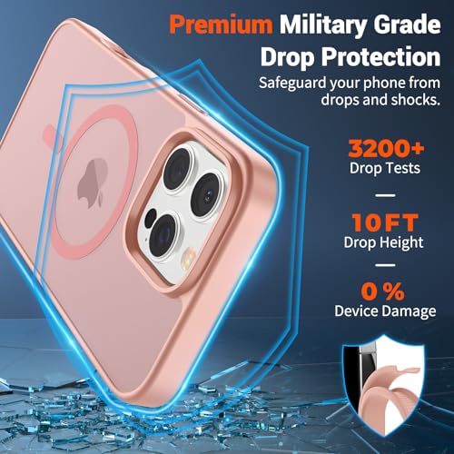 Image of SUPFINE Magnetic for iPhone 16 Pro Max Case (Compatible with MagSafe) (Military Grade Drop Protection) Slim Translucent Matte Shockproof with Anti-Fingerprint Phone Case,Pink