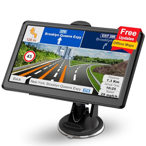 GPS Navigator for Car with 2025 US/CA/MX Offline Maps Free Update, 7 Inch Car GPS Navigation System for Vehicles RV Semi Truck Commercial Drivers with Voice Guidance Speedcam Alert, POI/ZIP Search, FM