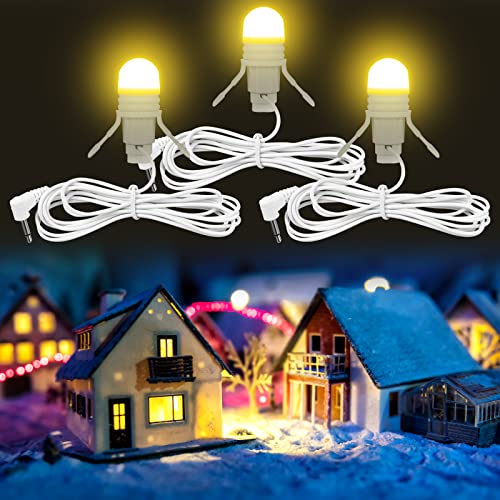 Kingdder 3 Pack Christmas Village Lights Battery Operated Accessory Cord with LED Bulb Lamp Cord with Switch Christmas Village Blow Mold LED Indoor String Lights for House Decors Crafts