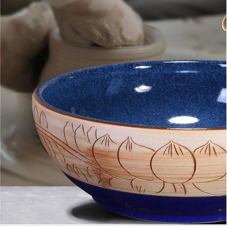 Umywalka Ceramiczna Nablatowa, Okrągła, Retro, Do Domu, Na Blat,