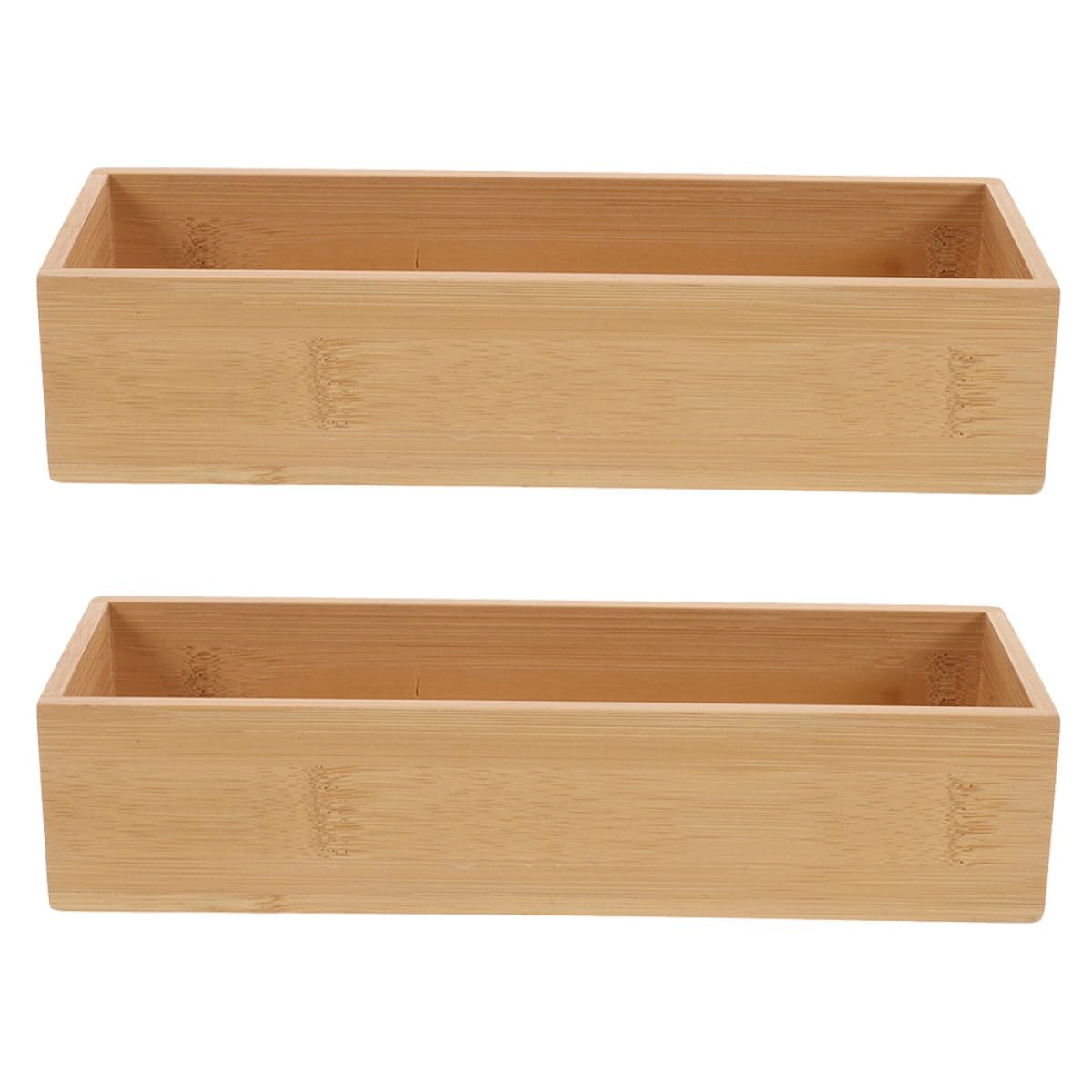 Boîtes de rangement en bambou carrées lot de 2 organisateurs bureau