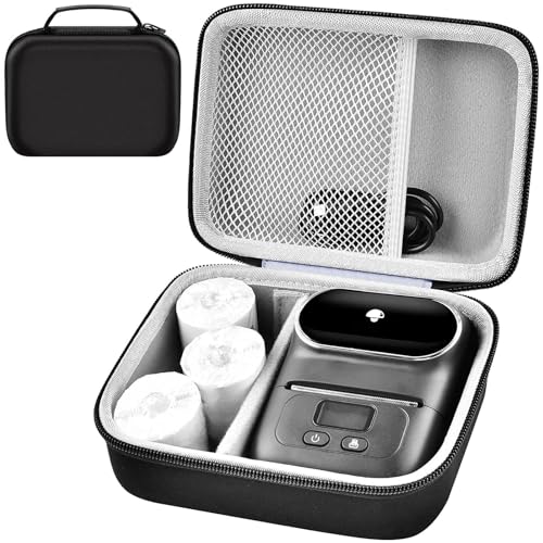 Image of Boobowl Hard Case for Phomemo M110 /M110S Label Maker | Organized Label Roll Storage, Mesh Pocket for Charging Cable, Home Office Inventory, Small Business - Black