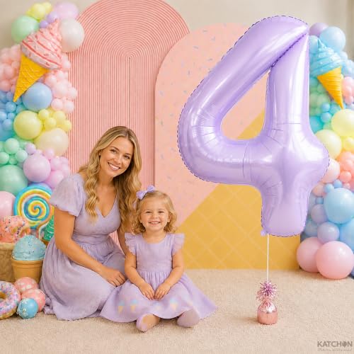 Image of KatchOn Light Purple 4 Balloons, 40 Inch Lilac Helium Mylar Foil Number 0-9