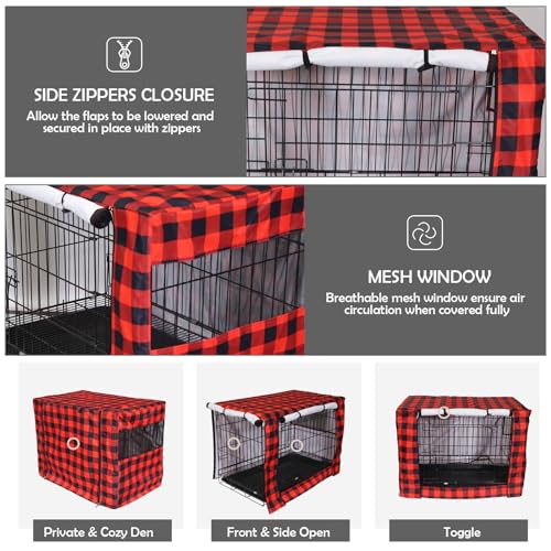Dog Crate Covers,Cover Fits 48″ Kennel Indoor,Polyester Pet Kennel Covers,Breathable Mesh Windows,Repels Oils and Stain,Washable Cover Universal Fit for Standard Metal Crate-Red Plaid Dog Crate Covers,Cover Fits 48″ Kennel Indoor,Polyester Pet Kennel Covers,Breathable Mesh Windows,Repels Oils and Stain,Washable Cover Universal Fit for Standard Metal Crate-Red Plaid