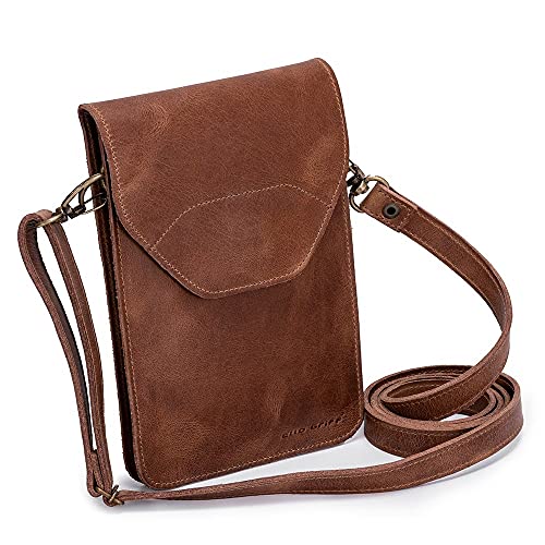 Mini Bolsa Feminina Porta Celular/documentos Couro Legítimo (Marrom)
