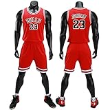 unbrand Kinder Junge Herren NBA Michael Jordan # 23 Chicago Bulls Retro Basketball Shorts Sommer Trikots Basketballuniform Top & Shorts Basketball Anzug