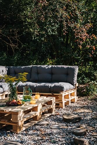 Gutekissen Palettenkissen, Gartensofakissen, Gesteppte Kissen gefüllt mit granuliertem Poulirette-Schaum, viele Farben und Größen PPI (Sitzkissen 120x80, gesteppt Anthrazit)