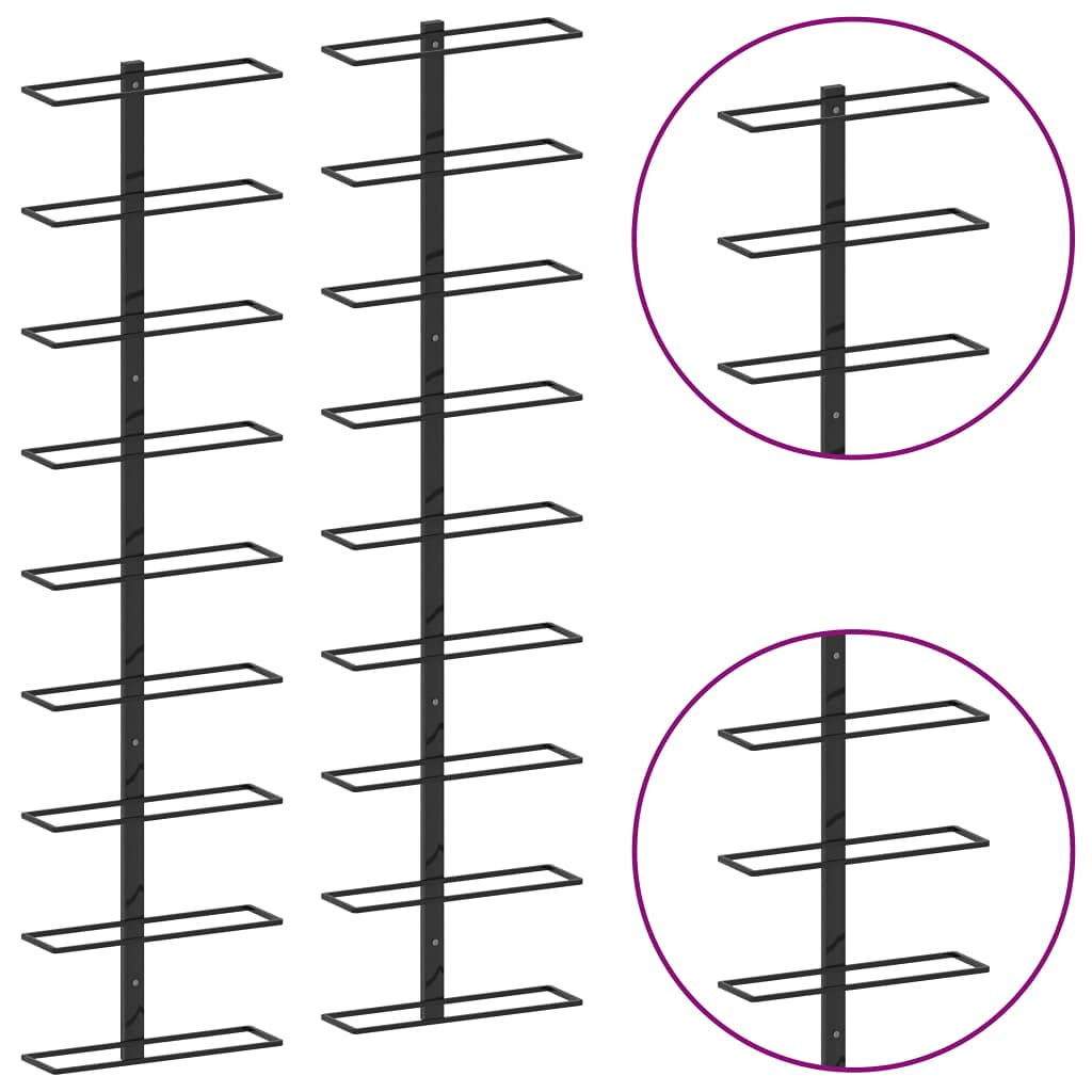 Homgoday Botellero de pared para vino - Capacidad para 18 botellas, Hierro con recubrimiento en polvo, Negro, 24 x 8 x 95,4 cm