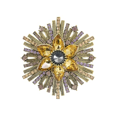Image of Rhinestone Crystal Sunflower Brooch Pin Elegant Wreath Brooch Clothing Hat Bag Skirt Accessories for Women