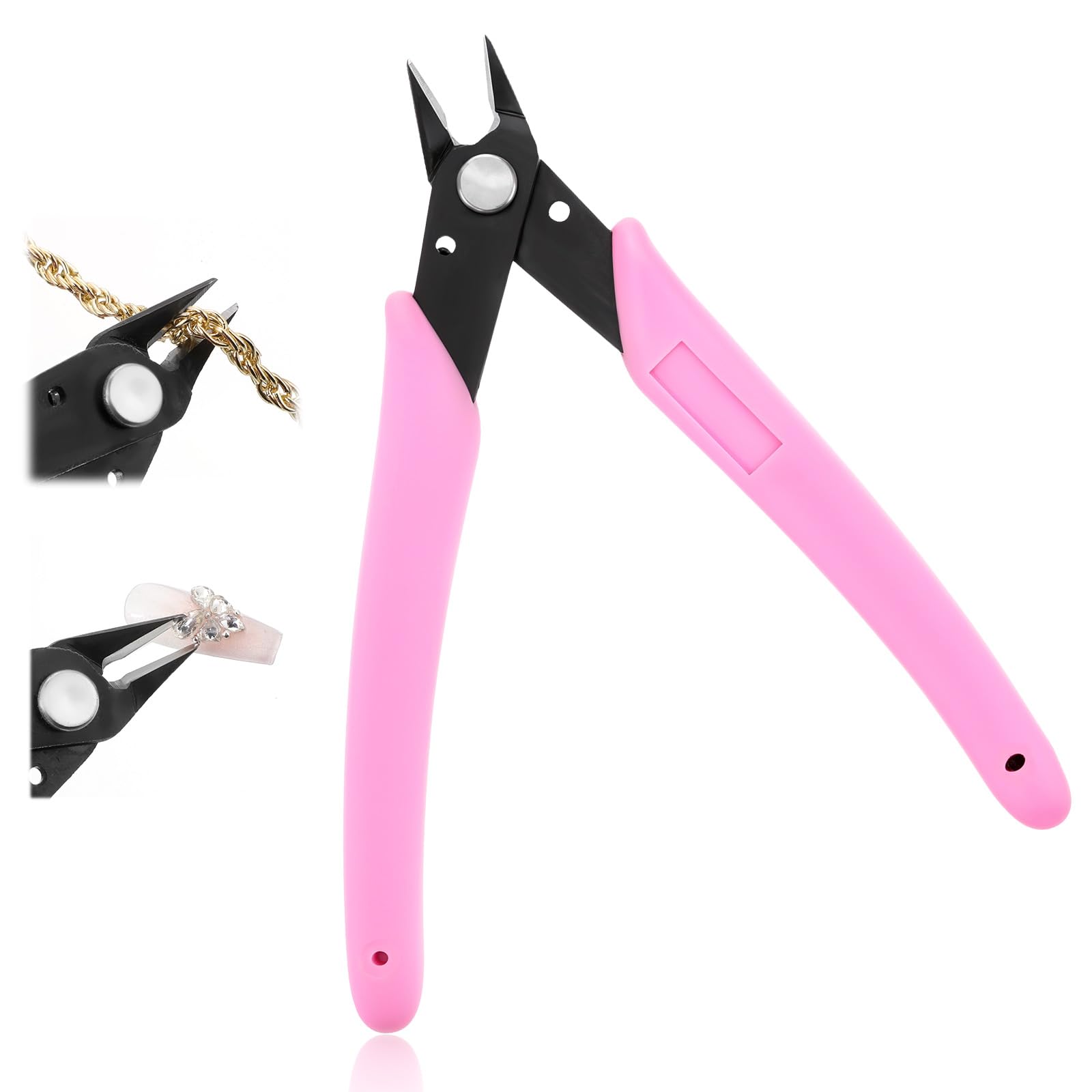 Rhinestone Remover, Pink Manicure Nail Pliers for Rhinestones Gems 5 Inch Stainless Steel Nail Art Scissors Rhinestone Remover Nipper Manicure Accessory