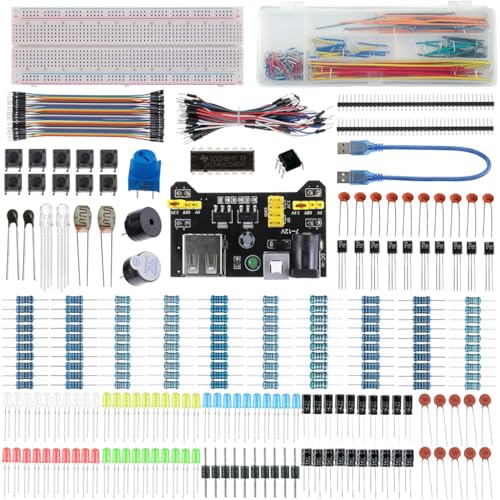 Image of Serplex 480Pcs Electronics Component Fun Kit with Jumper Wire, Power Supply Module, Precision Potentiometer, 830 tie-Points Breadboard Upgraded Electronics Fun Kit Compatible with STM32, Raspberry Pi