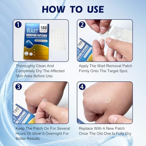 Maximum Strength Salicylic Acid Wart Remover Patches,180 Count - 17% Salicylic Acid Hydrocolloid Adhesive Discs,Waterproof Invisible Stickers, Easy-to-Use Targeted Care for Plantar and Common Warts-AA — view 6