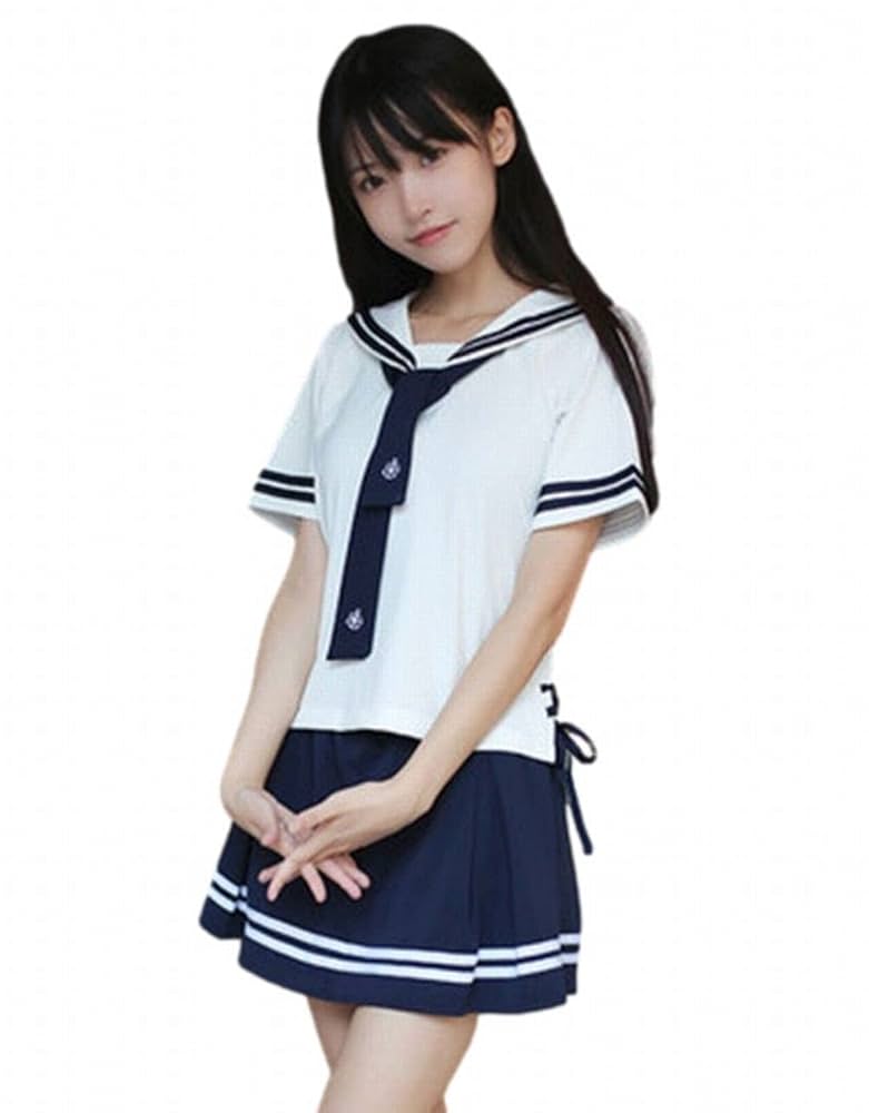 コスプレ衣装 セーラー服 制服 ネクタイ リボン プリーツスカート L ネイビー セーラー服 リボン ネイビー 紺 制服 学生 三点セット 女子