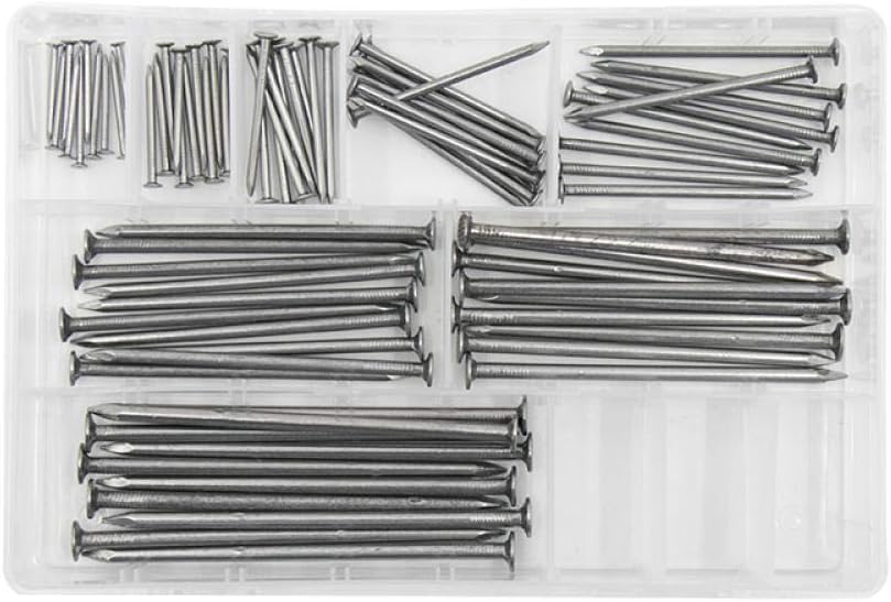 Tack Nails - Clavos redondos de acero al carbono para carpintería, 60 mm, clavos surtidos para suelo y pared, 100 unidades
