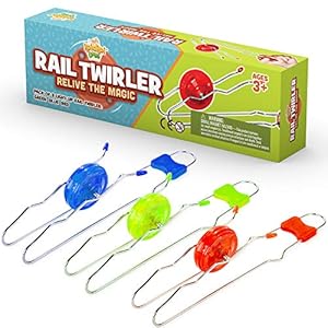 Retro Magic Rail Twirler – 3 Pack – Light Up Magnetic Stocking Stuffers for Kids – Sensory Toy with Spinning Wheel and…