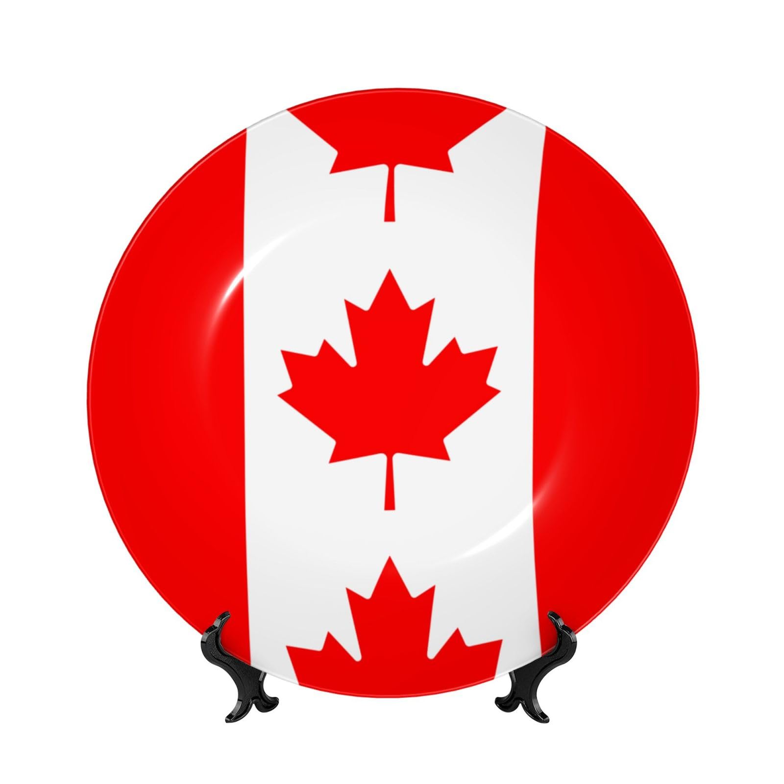 SXZVVBN Canadian flag Bone China Decorative Plate Art with Stand Removable Adhesive Hanging for Home Office 6in（15cm）