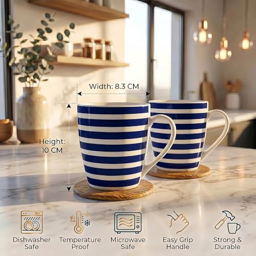 Image of U.P.C. U.P.C.Milk Mug Set of 2 | Ceramic & Bone China Coffee Milk Cups | Designer Printed Tea Coffee Mug Set | Large Capacity Milk Mugs | Microwave Safe Cup Set | Kitchen Drinkware Gift Set